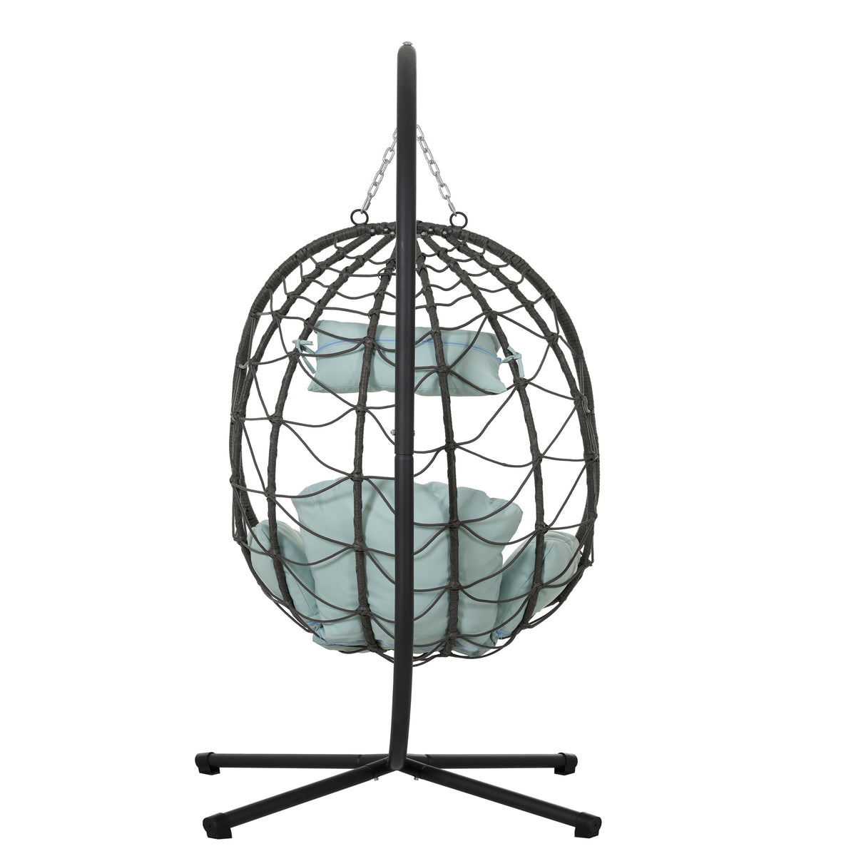 Egg Chair with Stand Indoor Outdoor Swing Chair Patio Wicker Hanging Egg Chair