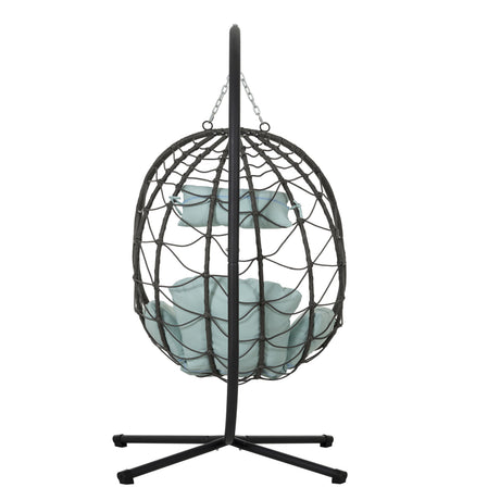 Egg Chair with Stand Indoor Outdoor Swing Chair Patio Wicker Hanging Egg Chair HouseOfZazla