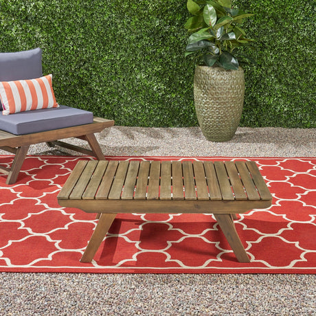 Outdoor Acacia Wood Coffee Table With Open Slat Design HouseOfZazla