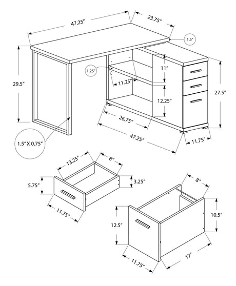 L-Shape Computer Desk with Storage Drawers HouseOfZazla