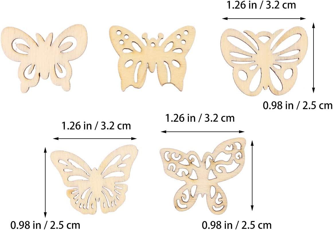 50Pcs Wood Discs Slices Butterfly Shape Unfinished Wooden Cutouts Craft DIY Decoration WoodArtSupply