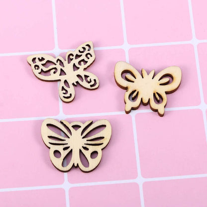 50Pcs Wood Discs Slices Butterfly Shape Unfinished Wooden Cutouts Craft DIY Decoration - WoodArtSupply