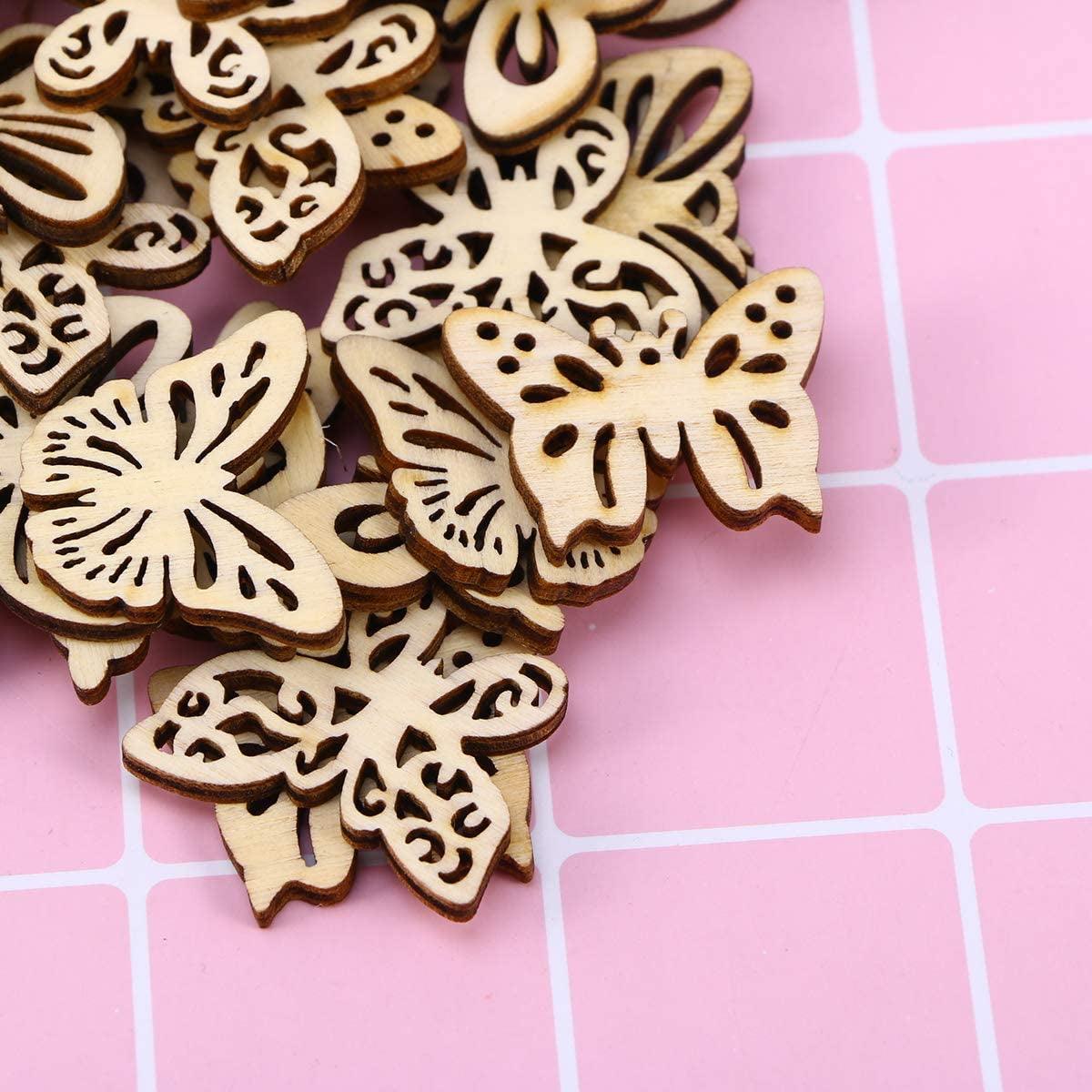 50Pcs Wood Discs Slices Butterfly Shape Unfinished Wooden Cutouts Craft DIY Decoration WoodArtSupply
