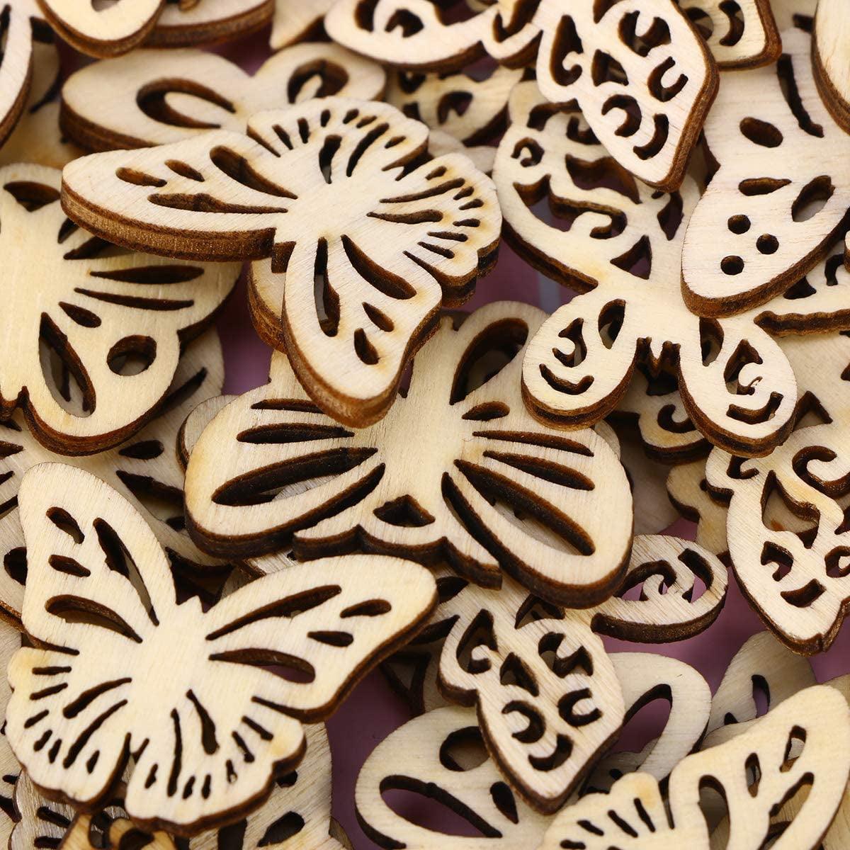 50Pcs Wood Discs Slices Butterfly Shape Unfinished Wooden Cutouts Craft DIY Decoration - WoodArtSupply