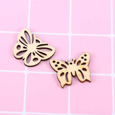 50Pcs Wood Discs Slices Butterfly Shape Unfinished Wooden Cutouts Craft DIY Decoration WoodArtSupply