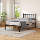 Kujielan Twin Size Bed Frame with Modern Headboard, Metal Platform Bed Base with Strong Support, No Box Spring Needed, Easy Assembly, Noise Free，Black Kujielan