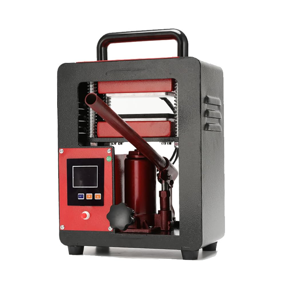 D9A91 5 Ton Portable Hydraulic Heat Press Machine 2.3 x 4.7 Inch Dual Heating Plate, red/black D9A91