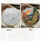 Hzkokon 2 Pack Embroidery Kit for Beginners Adults Cross Stitch Kits Hand Embroidery Kit Includes Stamped Flower Pattern, Hoop, Color Threads,Tools & Follow Instruction
