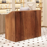 LITTLE TREE 47-Inch Reception Desk with Counter, Oak Front Desk Reception Room Table, Retail Counter for Checkout, Modern Welcome Desk for Lobby, Office, Beauty Salon