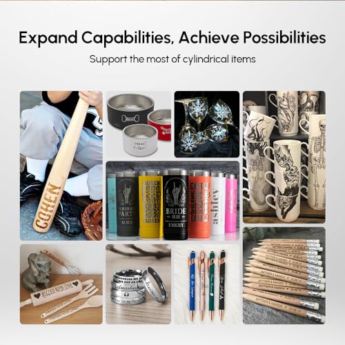 Algolaser Laser Engraver Rotary Roller - Y-axis Rotary Roller for Laser Engraver - 360° Adjustable Rotary Roller for Cylindrical Objects Tumblers,Bottle with for Alpha/DIY KIT Laser Engraver AlgoLaser