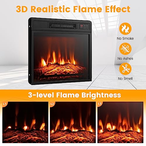SIMOE 32" Electric Fireplace with Mantel, 1400W Freestanding Fireplace for Living Room, Remote Control, Overheat Protection, Adjustable 3D Flame, Timer, White SIMOE