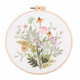 Meecaa Yellow Flower Leaves Embroidery Kit Starter Set, Hand Embroidery Set,Pattern Printed Cross Stitch Set for Beginner Adults, with Embroidery Hoop and Instructions (Flower 1)