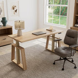 EUREKA ERGONOMIC Standing Desk, 63inch Executive Computer Desk Adjustable Height Stand up Table Modern Trapezoidal Leg,Touch Screen,Oak EUREKA ERGONOMIC