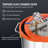 VEVOR 5 Gallon Vacuum Chamber and 3.5 CFM Pump Kit, Tempered Glass Lid Vacuum Degassing Chamber Kit, Single Stage Vacuum Pump with 250 ml Oil Bottle, for Stabilizing Wood, Degassing Silicones, Epoxies VEVOR