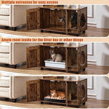 Yaheetech Cat Tree with Litter Box Enclosure, 2-in-1 Cat Tower with Condo & Scratching Post, 53in Tall Cat Tree for Indoor Large Cats, Cat Activity Center, Rustic Brown/Beige Yaheetech