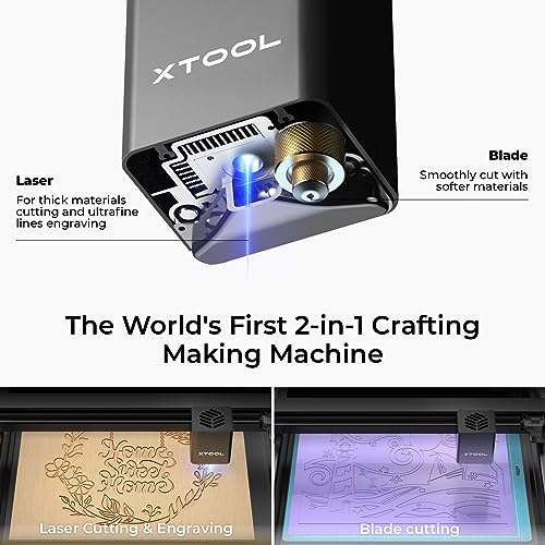 xTool M1 10W Laser Engraver with RA2, Class I Laser Engraver, 3-in-1 Laser Engraving Cutting, Blade Cutting, Supports Processing Glass, Cylindrical Objects xTool