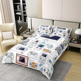 100% Cotton Gamer Bedding Sets for Boys,Gaming Duvet Cover Set Full Size,Boys Video Games Comforter Cover,Gamepad Designs Bed Set for Teen Boys Bedroom,Joystick Controller,3 Pcs with 2 Pillow Shams Erosebridal