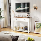 Homieasy Farmhouse Console Table with 2 Drawers, 32 Inch Small Sofa Table with Storage Shelf for Living Room, Behind Couch, Entryway Table for Hallway, Living Room, or Foyer, Brown and Antique White Homieasy