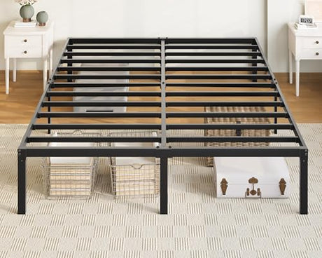 Allewie Full Size Bed Frame, 14 inch Metal Platform Beds with Storage Space, No Box Spring Needed and Easy Assembly, Black Allewie