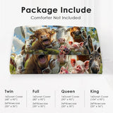 Funny Animals Bedding Set 3 Pieces Soft Lightweight Microfiber Farmhouse Cow Donkey Pig Bedspread Coverlet Set Fun Horse Duvet Cover Twin Full Queen King for Comforter Bed Set for Girls Boys Women Men exroozy