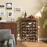 SONGMICS 42-Bottle Wine Rack Free Standing Floor, 7-Tier Display Wine Storage Shelves with Table Top, Bamboo Wobble-Free Bottle Holder for Kitchen Bar Dining Room Living Room, Walnut Color UKWR27WL SONGMICS