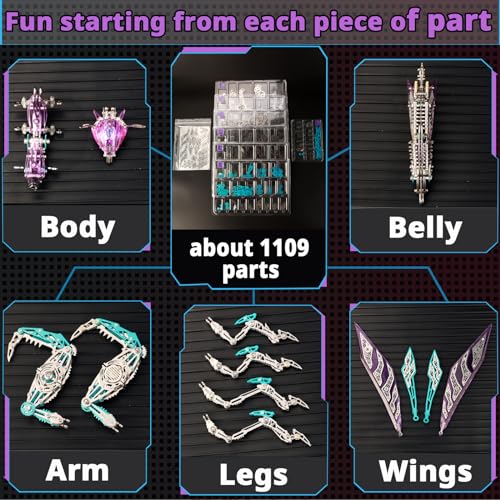 YUEZUDPO 3D Metal Puzzle, 1000 Pieces DIY Mechanical Building Kit for Adults, Difficult Model Kit for Men Women Birthday Christmas (Purple)