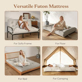 Furnify 6" Futon Mattress Queen Size, Futons Sofa Couch Bed with Straps, Thick Corduroy Fabric Floor Mattress for Adults, Foldable Mattress with Shredded Foam Filling (Frame Not Included), Beige Furnify