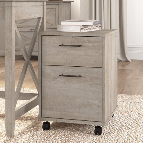 Bush Furniture Key West 2 Drawer Mobile File Cabinet, Rolling File Cabinet for Home Office - WoodArtSupply