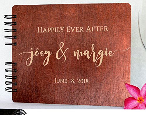 Wood Wedding Guest Book Personalized Wooden Rustic Charm Custom Engraved Bride and Groom Names Date Vintage Monogrammed Unique Bridal Gift Idea Guest - WoodArtSupply