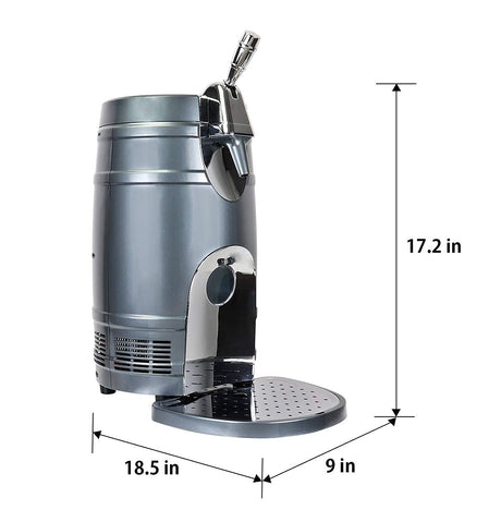 Koolatron 5L Mini Beer Keg Cooler with Dual Taps for Gravity or Pressurized Top Dispensing Kegs, Includes 12V DC and 110V AC Koolatron