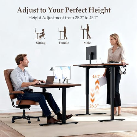Klicelor 55 Inch L Shaped Standing Desk, Adjustable Height Corner Desk for Home Office Workstation, Sit Stand Desk with Two-Piece Desktop, Rustic Brown Klicelor