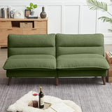 Chireca 72" Futon Sofa Bed, Convertible Futon Couch with Adjustable Backrest, Modern Corduroy Sleeper Sofa for Small Spaces, Living Room, Office, Green Chireca