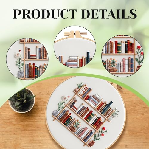 CZFSWT Embroidery Kit, Mini Embroidery Kit for Beginners, Complete Embroidery Starter Kit with Instructions, 20cm Bamboo Embroidery Hoop, Beginner Embroidery Kit for DIY Gifts and Home Decor