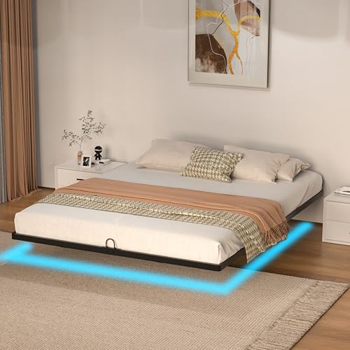 Arhomefurni Floating Bed Frame with Smart LED Lights Metal Platform Bed Easy Assembly No Box Spring Needed (King) Arhomefurni