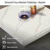 Tribesigns Coffee Table, 35.43-Inch Square Coffee Table with Faux Marble Tabletop, Modern Center Table for Living Room, Large Engineered Wood Cocktail Table, White Tribesigns