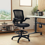 Flash Furniture Kale Mid-Back Swivel Office Chair with Adjustable Foot Ring, Lumbar Support, and Seat Height, Ergonomic Mesh Executive Chair, Black Flash Furniture