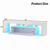 chartustriable 63" Floating High Gloss LED TV Stand for 75" TVs, Wall-Mounted Entertainment Center, Modern Media Console with Open Adjustable Glass Shelf and Hidden Storage Cabinet, White chartustriable