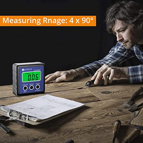 Neoteck Digital Angle Finder LCD Digital Angle Gauge Waterproof Protractor Inclinometer Bevel Box for Helicopter Bevel Angle of Miter Saw Automobile Test and Repair and ect-Blue Neoteck