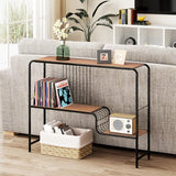 Giantex 2-Tier Console Table, 35.5" Narrow Entryway Table w/Irregular Storage Shelves & Metal Frame, Adjustable Foot Pads, Industrial Long Sofa Side Table for Hallway, Living Room, Foyer, Bedroom Giantex
