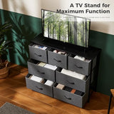 DUMOS Dresser for Bedroom with 7 Drawers, Storage Organizer Units Furniture, Chest Tower TV Stand with Fabric Bins, Metal Frame, Wooden Top for Nursery, Living Room, Kidsroom, Closet, Grey DUMOS