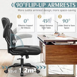 Leather Office Chair, PU Home Computer Desk Chairs with Ergonomic Back Support, 360°Swivel Free, Small Gaming Chair with Wheels and Adjustable Armrests, for Short People Use Brick Attic