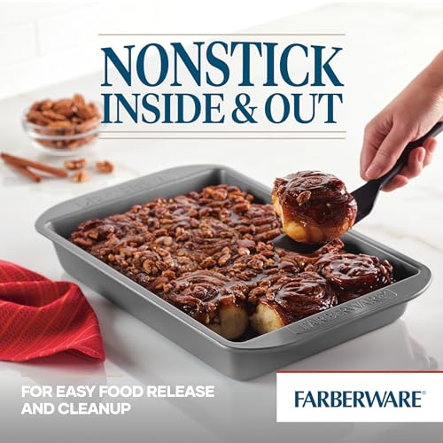 Farberware Nonstick Bakeware Baking Pan / Nonstick Cake Pan, Rectangle - 9 Inch x 13 Inch, Gray Farberware