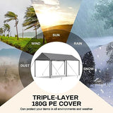 Carport Canopy 10x20 Heavy Duty, Metal Carport Waterproof Carport Garage Tent Outdoor for Car Tuck Boat SUV Party (Grey) gaildon