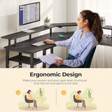 Rolanstar L Shaped Gaming Desk with LED Lights & Power Outlets, 53" Computer Desk with Full Monitor Stand & Storage Shelf, Corner Desk with Hooks, Carbon Fiber Desk Reversible Rolanstar