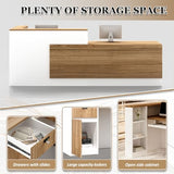 YTElantivo L-Shaped Reception Desk with Counter, 1-Inch Thick Board, Lockable Drawers & Keyboard Tray, Heavy-Duty Front Desk for Office, Salon, Hotel & Clinic YTElantivo