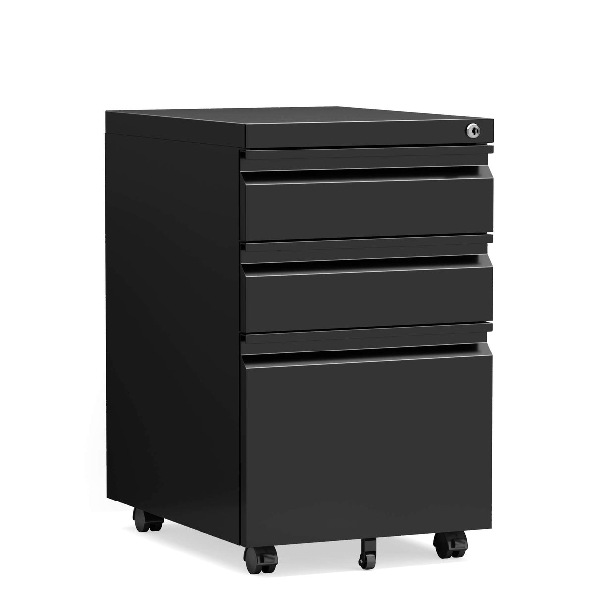 STANI 3 Drawer Mobile File Cabinet with Lock Under Desk Metal Filing Cabinet Locking Office Mobile Cabinet with Wheels Under Desk Office Drawers Rolling Mobile File Cabinet Assembly Required Black STANI