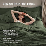 Bedsure Queen Comforter Set Olive Green - Bed in a Bag Queen Size Bedding 7 Pieces, GentleSoft™ Pintuck Bed Set Gift for Family, Pinch Pleat All Season Comforter with Sheets, Pillowcases & Shams Bedsure