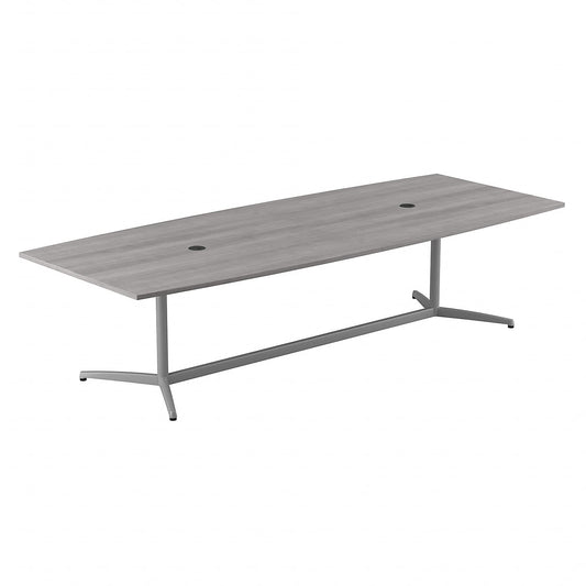 Bush Business Furniture BBF Conference Table for 8-10 People | Boat Shaped 10 FT Engineered Wood Meeting Desk with Sturdy Metal Base for Office Boardrooms, 120W x 48D, Platinum Gray