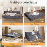 KOZIDO 8” Futon Mattress Full Size, Extra Thick Foldable Futon Sofa Bed Couch, Shredded Foam Filling Floor Mattress for Adults with No Assembly Needed, Frame Not Included - Dark Grey KOZIDO