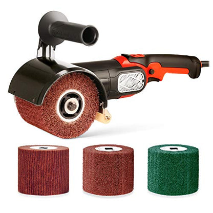 Burnishing Polishing Machine, ZFE 1200W 110V Burnishing Polishing Machine Polisher/Sander Set with 4PCS Non-woven Burnishing Wheels (80# 120# 240# - WoodArtSupply